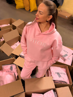LUXE TRACKSUIT HOODIE OVERSIZED BABY PINK